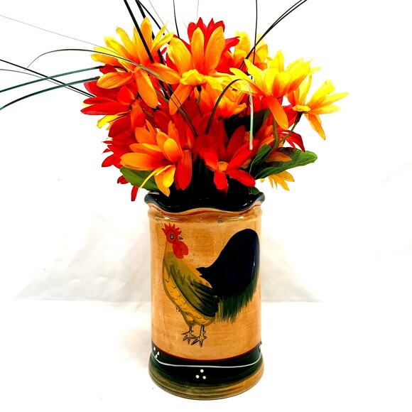 Fall Floral Arrangement Artificial Flowers Autumn Chicken Vase Table Decor - Picture 1 of 3